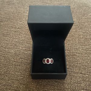 Kay Jewelers: Three-Stone Ruby & 10K White Gold ring